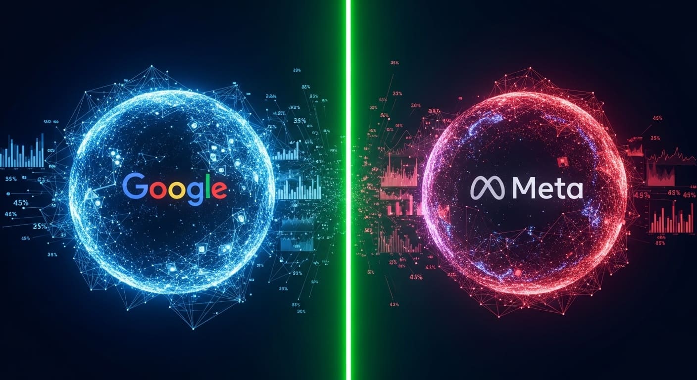 Google Ads versus Meta Ads comparison showing lead generation performance metrics and ROI for South Florida businesses