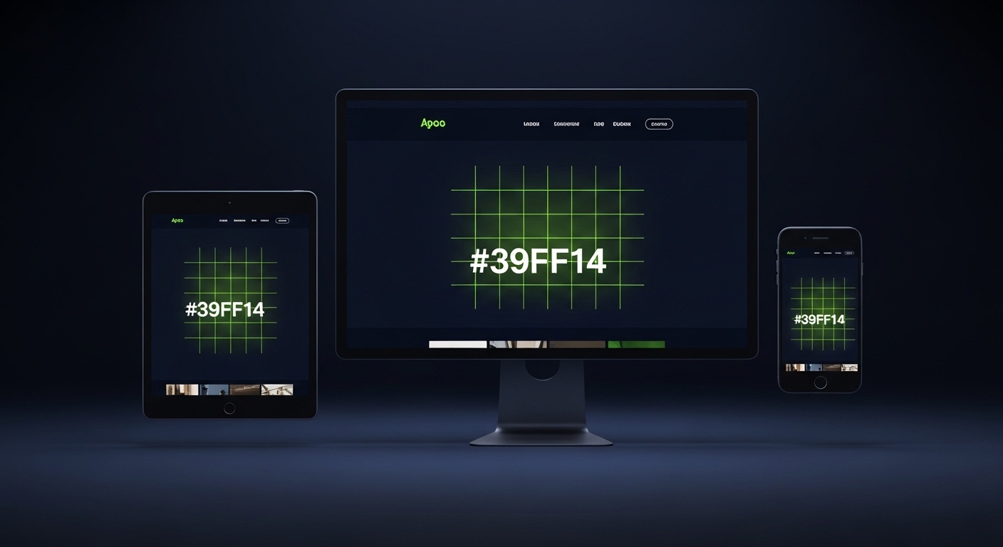 Responsive design in Webflow showing breakpoints grid and flexbox layout across desktop tablet and mobile screens
